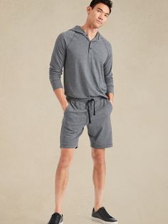 Cozy Lounge Short | Banana Republic Comfy Leisure Activewear With Drawstring, Comfortable Activewear With Kangaroo Pocket For Loungewear, Relaxed Fit Activewear With Kangaroo Pocket For Loungewear, Comfortable Loungewear Activewear With Drawstring, Comfy Activewear With Drawstring Hood For Loungewear, Athleisure Activewear With Drawstring For Lounging, Athleisure Activewear For Lounging With Drawstring, Gray Loungewear Activewear With Side Pockets, Comfortable Loungewear Activewear With Side Pockets