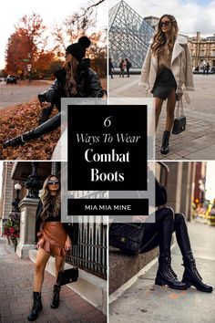 Combat Boot With Heel Outfits, Combat Boot Skirt Outfits Fall, Fall Outfits Women Combat Boots, Combat Boot Outfits Winter Dressy, Combat Boot Dressy Outfit, Fendi Rockoko Combat Boots Outfit, Women's Combat Boots Outfit, Black Leggings And Combat Boots Outfit, Classy Combat Boot Outfits