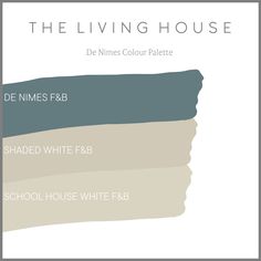 Farrow and Ball De Nimes Colour Palette. De Nimes paired with Farrow and Ball Shaded White and Farrow and Ball School House White. These colours all pair well together to create a well designed room. best colour combinations | interior design colour schemes #thelivinghouse School House White Farrow And Ball, De Nimes Farrow Ball, Ada Bedroom, Hall Colours, Interior Design Colour Schemes, Best Colour Combinations, School House White, Colour Combinations Interior