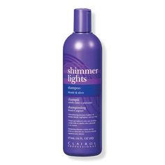 Purple Shampoo for Blonde & Silver Hair - Shimmer Lights | Ulta Beauty Brighten Gray Hair, Shimmer Lights Shampoo, Purple Shampoo For Blondes, Blonde Silver, Purple Conditioner, Grey Blonde Hair, Shampoo For Gray Hair, Grey White Hair, Highlighted Hair