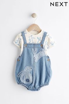 Baby Boy Dungarees | Newborn Boy Denim & Short Dungarees | Next Loungewear Set Outfit, Blue Dungarees, Baby Applique, Denim Dungarees, Boys Denim, Baby Set