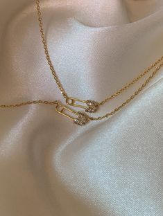 Tiny Safety Pin Necklace – SP Inc. Safety Pin Necklace, Pin Necklace, Lightning Bolt Necklace, Simple Pearl Necklace, Simple Pearl, Minimal Necklace, Tiny Diamond, Gold Dipped, Jewelry Companies