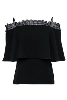 Current Boutique-Yigal Azrouel - Black Off-the-Shoulder Blouse w/ Lace Sz 4 Yigal Azrouel, Romantic Tops, Accent Trim, American Fashion Designers, Buy Shoes Online, Denim Design, Denim Shop, Cute Tops, American Style