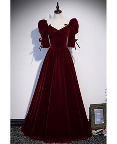 Get 10% off now! Buy burgundy elegant velvet long party dress with half sleeves at cheap price online. Free stable shipping and pro custom service since 2009. Elegant Cheap Dresses For Costume Party, Cheap Elegant Burgundy Jewelry, Velvet Dress Pattern Simple Long Sleeves, Wine Red Bridesmaid Dresses, Wine Red Prom Dress, Short Sleeve Prom Dresses, Prom Dress A Line, Velvet Prom Dress, A Line Evening Dress