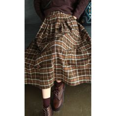 Features: Style: Vintage Material: Polyester Occasion: Daily Waistline: Natural Pattern: Plaid Type: Vintage Women Skirts Season: Summer SIZE Bust Hips Length cm inch cm inch cm inch One Size 70-102 28-40 160 63 78 31 Elastic Waist Skirt Pattern, Flannel Skirt, Skirt Aesthetic, Coffee Outfit, Elastic Waist Skirt, Vintage Fits, Skirt Skirt, Plaid Fashion, Vintage Plaid