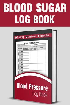 blood sugar log book with the text blood pressure log in red and white on top