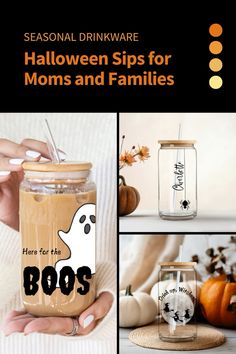 halloween sips for moms and families with boo's in the jar on top