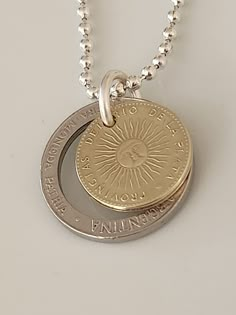 *Represent your country with a necklace made with an authentic Argentina Bimetallic coin. Argentina Coin Necklace Bronze-aluminum Coin Pendant Vintage Necklace Custom Made Rare coins - Coin Enthusiast - Fashion Accessory ** Any of my Necklace Pendants can be made in a Keychain. Message me to request this necklace to be a Keychain for the same price. A small piece of a place you visited, or your home country.  Choose from drop down menu Sterling Silver Plated Ball Chain If you need a different le Coin Keychain, Toy Bonnie, Eagle Necklace, Jewelry Travel, Necklace Pendants, Coin Ring, Coin Jewelry, Rare Coins, Jewelry Unique