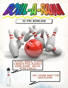 the bowling game is being played on an old paper sheet with instructions for how to play