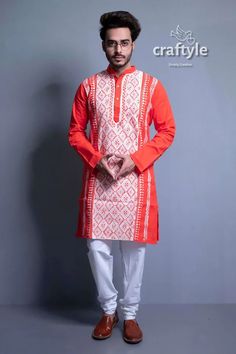 Rose Red Kantha Work Cotton Kurta for Men | Punjabi for Men | Kantha Stitch Mens Kurta | Ethnic Embroidered Kurta Panjabi #KanthaStitchKurta#CottonKurta#MensEthnicWear#HandcraftedKurta#KanthaEmbroidery#TraditionalMensWear#ArtisanCrafted#CottonKurtaPajama#IndianMensFashion#EthnicMensClothing#HandwovenKurta Punjabi For Men, Cotton Kurta For Men, Long Sleeves Design, Rose Rot, Kurta For Men, Men's Kurta, Mens Kurta, Kantha Embroidery, Stitch Fabric