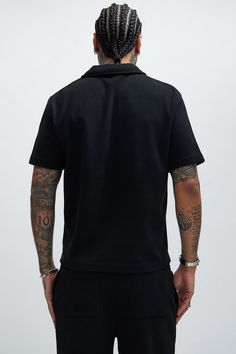 Available In Black. Fold Down Collar Short Sleeve Pair With Cairo Textured Shorts 97% Polyester, 3% Spandex Imported | Mens Cairo Textured Polo in Black size XL by Fashion Nova Textured Polo, Cairo, Black Fashion, Fashion Nova, Polo Shirt, Mens Shirts, Spandex, Size Medium, Texture