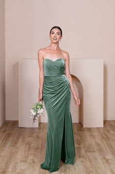 Model: Lindsey; Size: 4 Strapless Velvet Gown, Strapless Velvet Evening Dress, Velvet Revelry Bridesmaid Dresses, Glamorous Strapless Velvet Dress, Revelry Bridesmaid Dresses Velvet Classic Emerald, Wedding Parties Colors, Polished Style, Bridesmaid Dress Colors, Day To Night