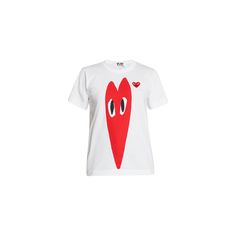 Comme des Garcons Play t-shirt with signature logo heart appliqué and graphic print Crew neckline Short sleeves Relaxed fit Straight hem Pullover style Cotton Made in Japan Cotton Heart Print T-shirt For Streetwear, Casual Short Sleeve T-shirt With Heart Print, Casual Heart Print T-shirt With Relaxed Fit, Casual Heart Print T-shirt For Streetwear, Spring Streetwear T-shirt With Heart Graphic, Casual Relaxed Fit T-shirt With Heart Print, Casual T-shirt With Heart Graphic For Spring, Casual Heart Graphic T-shirt For Spring, Trendy Crew Neck Top With Heart Graphic