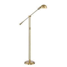 a brass colored floor lamp with an adjustable arm