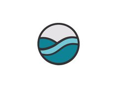 an ocean logo with waves in the middle and blue water on it's side