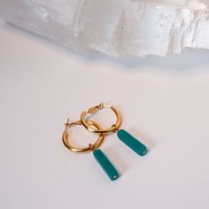 Green Aventurine and Gold small hoops for every Goddess. Green aventurine works well with the heart chakra. These soothing stones affirm emotional calmness and well -being with style. They are also a symbol of luck, abundance, and success. Let your jewelry be intentional. Green Hoop Earrings With Natural Stones For Gift, Handmade Jade Hoop Earrings As Gift, Jade Hoop Earrings As Gift, Minimalist Everyday Hoop Earrings With Natural Stones, Everyday Minimalist Hoop Earrings With Natural Stones, Small Hoop Earrings With Natural Stones For Everyday, Everyday Small Hoop Earrings With Natural Stones, Small Hoop Earrings With Natural Stones For Gift, Turquoise Natural Stone Hoop Earrings As Gift