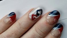 FIRST Robotics nails: Red, White and Blue. FRC, FTC, FLL, FLL Jr #geekynailsdesigns First Tech Challenge, Robot Nails, Nails Red White And Blue