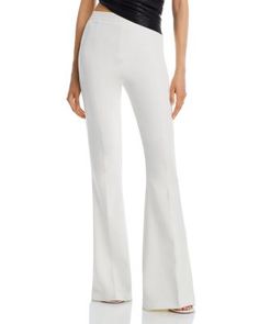 Safiyaa Halluana High Waist Flared Pants White Flared Formal Bottoms, Miu Miu Sandals, Jimmy Choo Clutch, White Wide Leg Pants, High Waisted Flares, Flare Trousers, Stretch Crepe, Flared Pants, Matching Top