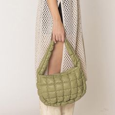 Casual Faux Leather Cloud Quilted Puffer Simple Fashion Shoulder Bag Tote Handbag Purse Size : 8.6" X 11.8" X 3.2" Zipper Closure Sage Green Fashion Statement Accessory Bag S 410086 B Trendy Soft Leather Hobo Bag, Chic Quilted Green Bags, Chic Green Quilted Bag, Chic Leather Hobo Bag In Solid Color, Trendy Faux Leather Hobo Bag, Trendy Rectangular Hobo Bag For Day Out, Trendy Rectangular Faux Leather Hobo Bag, Chic Solid Color Hobo Bag, Trendy Green Quilted Shoulder Bag