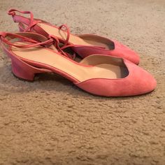 J.Crew Ankle-Wrap Pumps In Suede. Size: 6,5m. Color: Pink. Very Walkable Chunky Heel With Fun Ankle Wraps. Suede Upper. Leather Lining. Man-Made Sole. Made In Italy. 2 5/8" Heel. Brand New Without Box. Was Purchased Directly From J.Crew. Ankle Wrap, Chunky Heel, Chunky Heels, Shoes Women Heels, Pink Color, J Crew, Shoes Heels, In Italy, Pumps