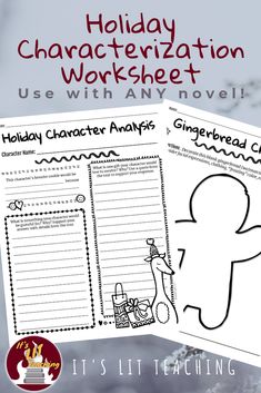 the holiday character worksheet is shown with text