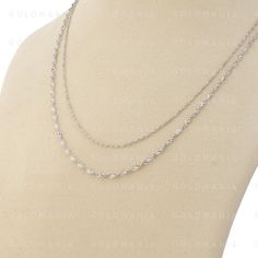 "14K Solid White Gold Twisted Dorica Chain Necklace, 16\" 18\" 20\" 24\" Inch, 1.35mm 2.10mm Thick, Real Gold Chain, Sparkly Gold Chain, Women High quality, elegant and shiny sparkly Twisted Dorica Chain Necklaces. Each Chain crafted from guaranteed 100% Solid 14K Gold. Clasp: Lobster Claw Metal: SOLID 14K WHITE GOLD Availability: 1.35MM - 16\", 18\", 20\", 24\" 2.10MM - 16\", 18\", 20\", 24\" SHIPPED FROM NEW YORK CITY FREE SHIPPING on all orders 30 Day Return Hassle Free Weight may not always White Gold Double Chain Necklace Gift, Silver Double Strand Figaro Chain Jewelry, Silver Double Strand Necklace With Cable Chain, Silver Double Strand Cable Chain Necklace, White Gold Satellite Chain Necklace Gift, White Gold Satellite Chain Necklace As Gift, Gold Chain Women, Real Gold Chains, Platinum Chain