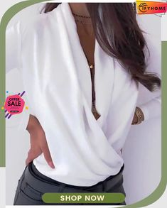 Women's Shirt Blouse Black White Pink Plain Long Sleeve Work Basic V Neck Regular S White Solid Color Top For Office, White Tops For Office, White Solid Color Office Tops, Long Sleeve Solid Color Office Tops, Plain Office Tops For Spring, Solid Color Long Sleeve Tops For Night Out, Long Sleeve Solid Color Tops For Night Out, Chic Long Sleeve Plain Blouse, Solid Color V-neck Workwear Top