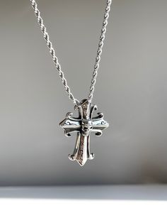 "20\" ghost cross chain made of stainless steel. No tarnishing and water safe. Each order comes with an Eterno Studios jewelry box and cloth bag. Send a message if you have any questions! Instagram: @eterno.studios Website: www.eternostudios.com" Questions Instagram, Gothic Cross, Gothic Crosses, Pendant Necklace Silver, Cross Chain, Chain Fashion, Cloth Bag, Cross Pendant Necklace, Necklace Silver