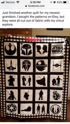 a star wars themed quilt on display