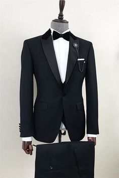 Andrew Modern Black Peaked Lapel One Button Wedding Suits For Men Groom Blazer, Wedding Suits For Men, Tuxedo Accessories, Suit For Men, Designer Suits For Men, Stylish Suit, Groomsmen Suits, Prom Suits, Tuxedo Wedding