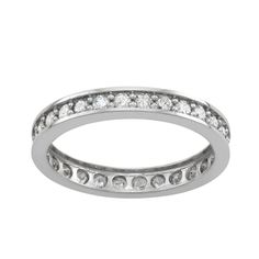 Adorned with dazzling, round-cut diamonds, this 10k gold eternity ring offers unending sparkle. Adorned with dazzling, round-cut diamonds, this 10k gold eternity ring offers unending sparkle.Click on this JEWELRY & WATCHES GUIDE to learn about fit, styles, materials and more! Width: 3 mm Metal: 10k gold Plating: rhodium Finish: polished Packaging: boxedDIAMOND DETAILS Total weight: 7/8 ct. Color grade: H-I Clarity: I3 Shape: round Setting: prong Gemstones may have been treated to enhance their a Dazzling Eternity Band With Prong Setting, Dazzling Round Eternity Band With Prong Setting, Classic Eternity Band With Prong Setting For Promise, Diamond Eternity Band With Prong Setting For Promise, Round Cubic Zirconia Ring Channel Set, Cubic Zirconia Channel Set Round Ring, Dazzling Half Eternity Band With Round Cut, Timeless Stackable Cubic Zirconia Rings, Prong Setting Diamond White Eternity Band