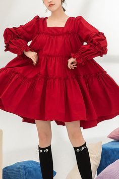 SKU: LIN01149 Fabric: Polyester Cotton Style types: Sweet Lolita Season: Spring, Summer, Autumn, Winter Size(IN) Shoulder Width Sleeve Length Bust Dress Length S 14.17 24.02 39.37 33.86 M 14.57 24.41 40.94 34.25 L 14.96 24.80 42.52 34.65 Bust Dress, Find Style, Style Types, Op Dress, Spring Summer Autumn Winter, Funky Outfits, Red Square, Ruffle Long Sleeve, Diy Clothing