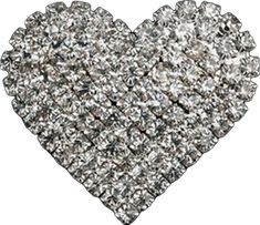 a heart shape made up of many small diamonds in silver and white colors on a white background