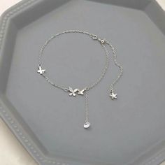 Anklet Accessories, Simplistic Jewelry, Tassel Anklet, Butterfly Anklet, Anklet For Women, Color Butterfly, Silver Anklet