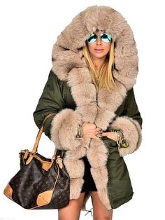 Parka Coat Women, Long Winter Jacket, Faux Fur Hooded Coat, Hooded Winter Coat, Warm Winter Jackets, Parka Women, Hooded Faux, Fur Clothing, Long Coat Women