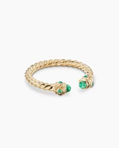 Renaissance Ring in 18K Yellow Gold with Emeralds, 2.3mm Emerald Rings, Emerald Ring, David Yurman, Women Rings, Emerald, Yellow Gold, Ring, Yellow, Gold