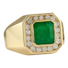 Stamped: 14K Yellow Gold Total Ring Weight: 17.0 Grams Ring Length: N/ARing Width: N/A Gemstone Weight: Total Natural Emerald Weight is 3.46 Carat (Measures: 10.55x10.05 mm) Color: Green Diamond Weight: Total Natural Diamond Weight is 0.80 Carat Quantity: 18 Color: F-G, Clarity: VS2-SI1 Face Measures: 16.10x17.60 mm Sku: [703864W] Luxury Yellow Gold Gia Certified Gemstones, Luxury Gia Certified Yellow Gold Gemstones, Luxury Gia Certified Cluster Ring In Yellow Gold, Gia Certified Diamond Gemstones, Luxury Gia Certified Yellow Gold Cluster Ring, Luxury 14k Gold Gia Certified Rings, Yellow Gold Emerald Cut Halo Ring For Formal Occasions, Yellow Gold Emerald Cut Halo Ring For Formal Events, Gia Certified Yellow Gold Emerald Ring For Formal Occasions