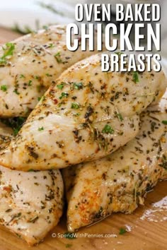 Easy Oven Baked Chicken Breasts come out perfect and juicy every time! Learning how to cook chicken breasts is perfect for any meal! #spendwithpennies #chickenbreasts #chickenrecipe #chickenbreastsrecipe #easyrecipe #bakedchicken #roastedchicken Baked Boneless Chicken Breast, Perfect Baked Chicken Breast, Easy Baked Chicken Breast, Baked Chicken Breasts, Juicy Baked Chicken, Baked Chicken Recipes Easy, Oven Baked Chicken Breasts