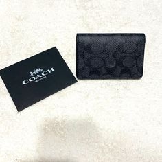 Coach Card Wallet Stunning Black Leather With The Normal C Lettering Design. Classic Coach Card Holder For Travel, Classic Coach Rectangular Card Holder, Designer Black Card Holder With Rfid Blocking, Coach Bifold Card Holder For Formal Occasions, Luxury Black Card Holder For Everyday Use, Formal Coach Rectangular Card Holder, Elegant Black Card Holder For Daily Use, Classic Coach Card Holder For Everyday Use, Coach Business Bags With Card Slots