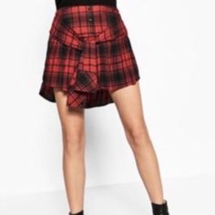 Zara Red And Black Plaid Check Skirt With Self Tie Front And Buttons Down The Front. Size: Small New With Tags, Never Worn! Edgy Red Skirt For Spring, Casual Plaid Mini Skirt For Day Out, Casual Zara Mini Skirt For Night Out, Zara Casual Mini Skirt For Night Out, Edgy Red Fall Skirt, Red Zara Mini Skirt, Casual Red Mini Skirt For Night Out, Red Casual Skirt For Night Out, Casual Red Skirt For Night Out