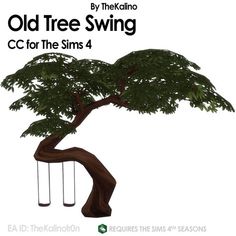 an old tree swing for the sims 4 is shown in this image with text