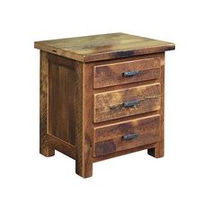 a wooden cabinet with three drawers on one side and an open drawer on the other