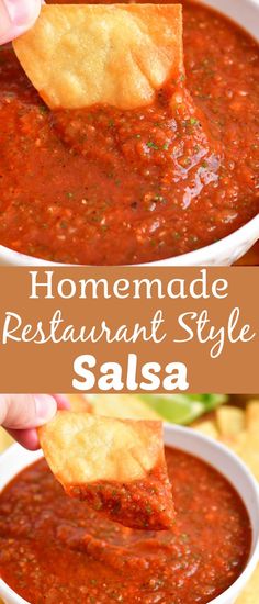 homemade restaurant style salsa with tortilla chips