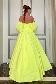 Description Lime A-line, Long dress Fitted, Long Sleeves Off shoulder Sweetheart neckline Taffeta Dry Clean Evening Dress Made in Spain 23-12 Yellow Prom Dresses, Yellow Prom, Formal Occasion Dress, Flora Dress, Dresses With Pockets, Prom Dresses Yellow, Prom Dresses With Pockets, Wedding Dresses With Flowers, Wedding Flower Girl Dresses