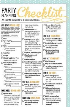 a party planning checklist with polka dots on the bottom and yellow lettering that says,'party planning an easy - to - use guide to successful sol