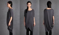 Asymmetric Oversized Top/ Twisted Brown-Grey Top / Party Blouse / Long Tunic / Loose Top / Casual Shirt / Loose Tshirt, Twisted Top, Party Blouse, Loose Top, Womens Fashion Inspiration, Long Tunic, Oversized Top, Loose Tops, Party Tops