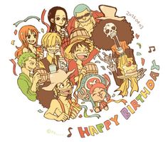 an image of cartoon characters with happy birthday