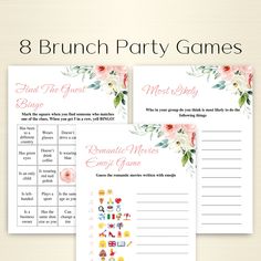 brunch party games with flowers on them