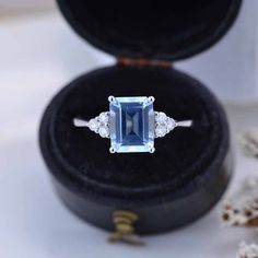 3Ct Emerald cut Aquamarine ring, Aquamarine solitaire ring, natural aq – BELLAWIE Emerald Cut Aquamarine Ring, Aquamarine Solitaire Ring, Ring Model, Aquamarine Ring, Aquamarine Rings, White Gold Engagement, White Gold Engagement Rings, Ring Sizer, Aquamarine Blue