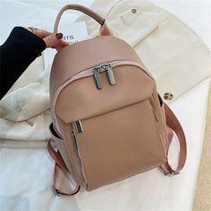 Women's Backpack New Women's Luxury Designer Solid Color Single Shoulder Bag Soft Leather Large Capacity Student Travel Bag [23y 8m 10d] Trendy Softback Leather Backpack For Students, Trendy Leather Softback Backpack For Students, Trendy Large Capacity Leather Backpack For Daily Use, Student Leather Backpack In Beige With Large Capacity, Trendy Leather Backpack With Large Capacity For Daily Use, Casual Beige Leather Softback Backpack, Casual Beige Leather Student Backpack, Trendy Everyday Portable Leather Backpack, Trendy Leather Softback Backpack With Zipper